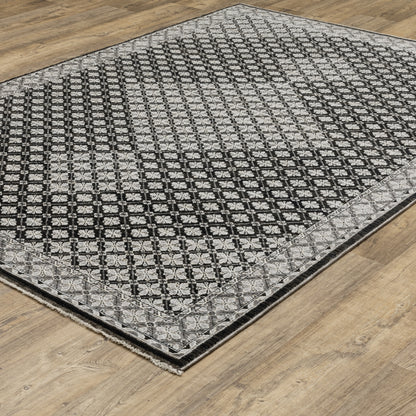 Chamberlain Medallion Black/ Grey Geometric Cut Pile Rug
