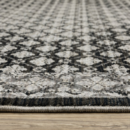 Chamberlain Medallion Black/ Grey Geometric Cut Pile Rug