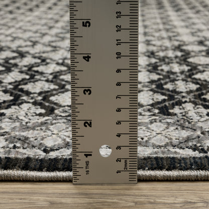 Chamberlain Medallion Black/ Grey Geometric Cut Pile Rug