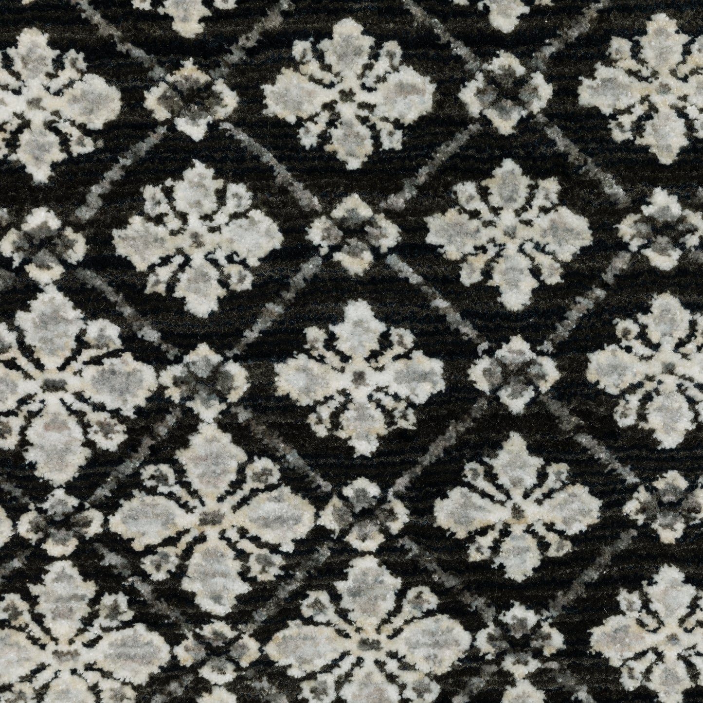 Chamberlain Medallion Black/ Grey Geometric Cut Pile Rug