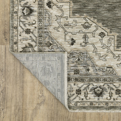 Chamberlain Medallion Grey/ Beige Distressed Cut Pile Rug