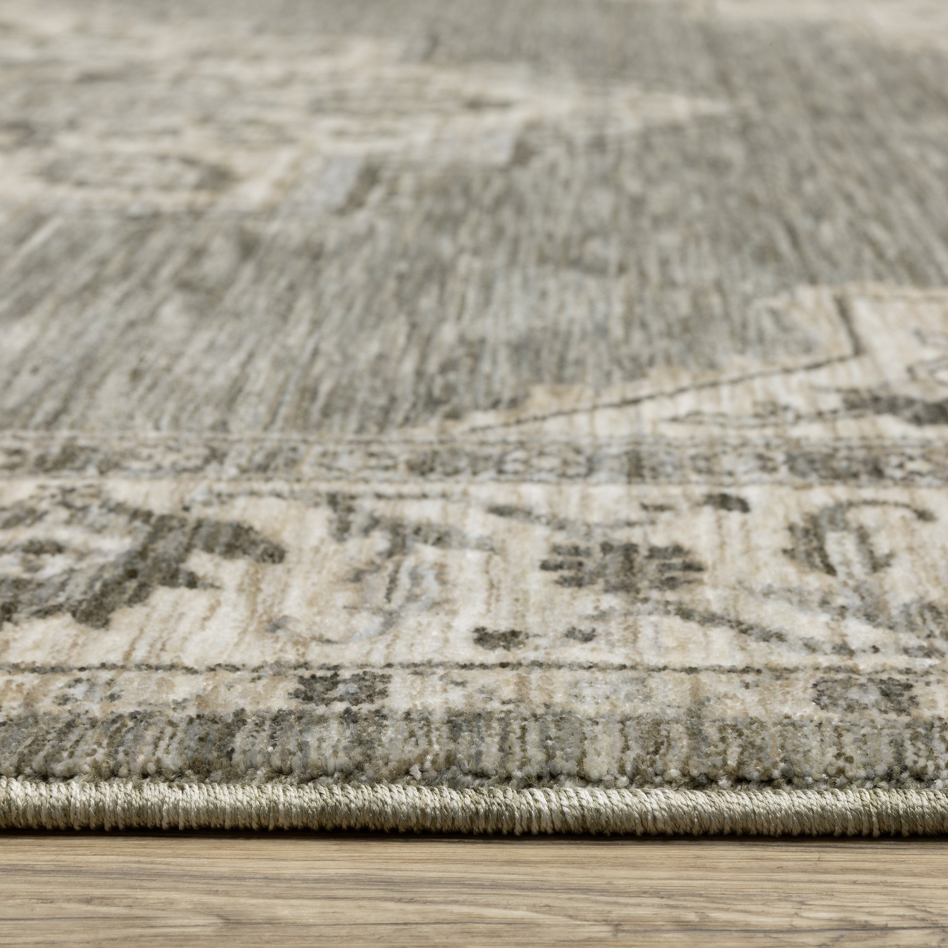 Chamberlain Medallion Grey/ Beige Distressed Cut Pile Rug
