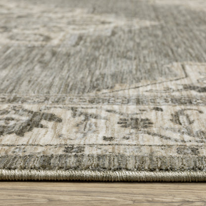 Chamberlain Medallion Grey/ Beige Distressed Cut Pile Rug