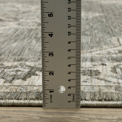 Chamberlain Medallion Grey/ Beige Distressed Cut Pile Rug