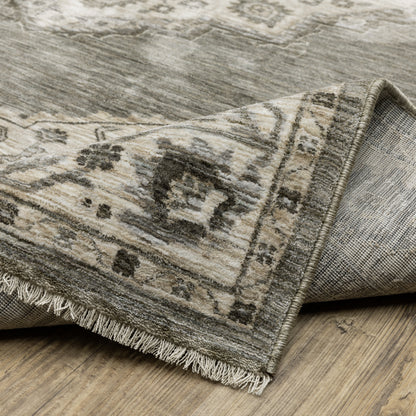 Chamberlain Medallion Grey/ Beige Distressed Cut Pile Rug