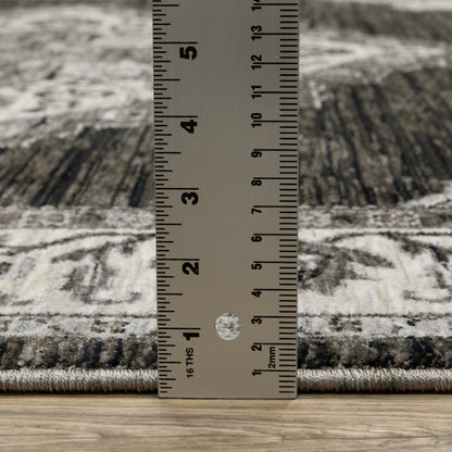 Chamberlain Medallion Charcoal/ Ivory Distressed Cut Pile Rug