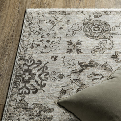 Chamberlain Distressed Ivory/ Grey Floral Cut Pile Rug