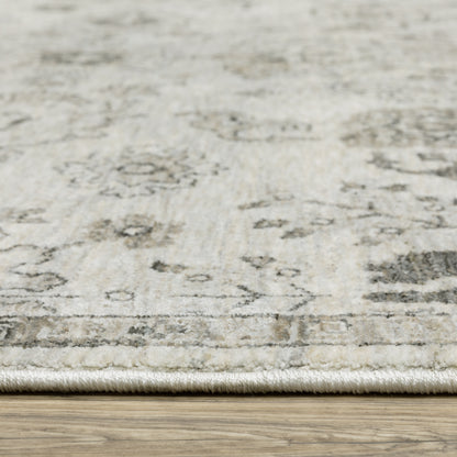 Chamberlain Distressed Ivory/ Grey Floral Cut Pile Rug
