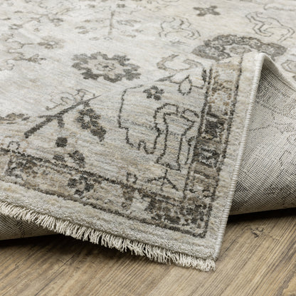 Chamberlain Distressed Ivory/ Grey Floral Cut Pile Rug