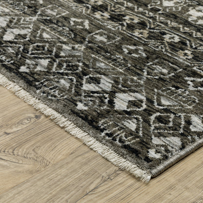 Chamberlain Distressed Black/ Grey Stripe Cut Pile Rug