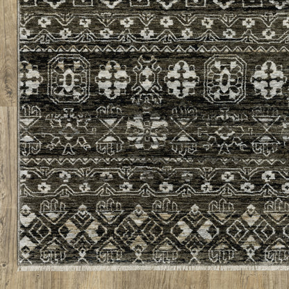 Chamberlain Distressed Black/ Grey Stripe Cut Pile Rug
