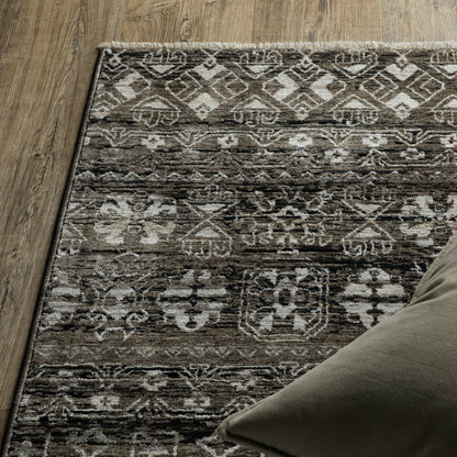 Chamberlain Distressed Black/ Grey Stripe Cut Pile Rug