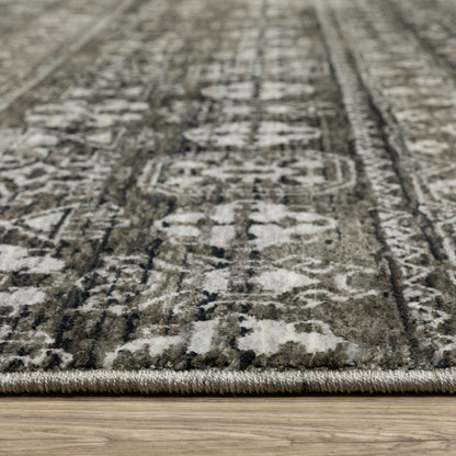 Chamberlain Distressed Black/ Grey Stripe Cut Pile Rug