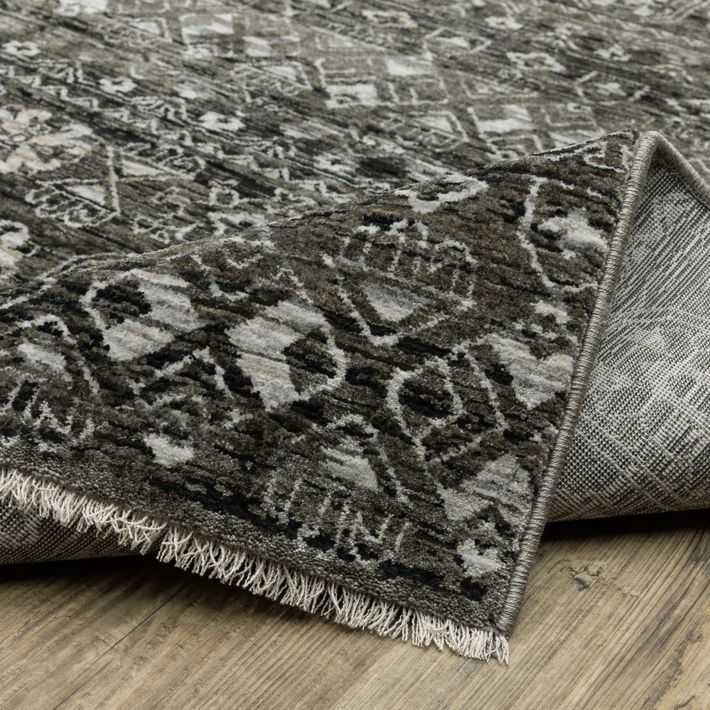 Chamberlain Distressed Black/ Grey Stripe Cut Pile Rug