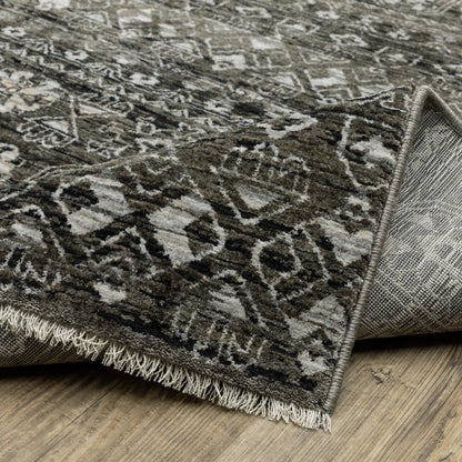 Chamberlain Distressed Black/ Grey Stripe Cut Pile Rug