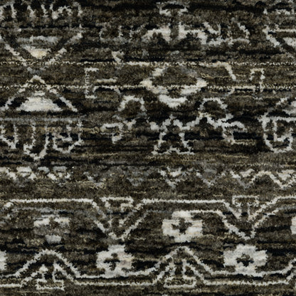 Chamberlain Distressed Black/ Grey Stripe Cut Pile Rug