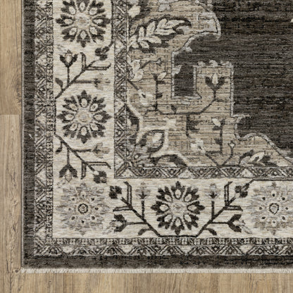Chamberlain Medallion Grey/ Beige Distressed Cut Pile Rug