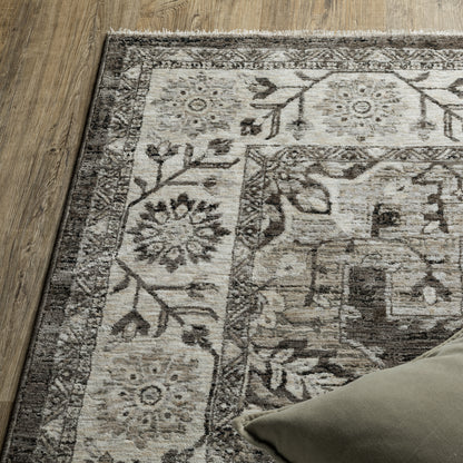 Chamberlain Medallion Grey/ Beige Distressed Cut Pile Rug