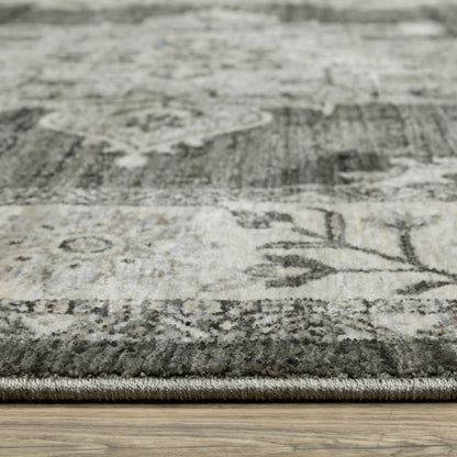 Chamberlain Medallion Grey/ Beige Distressed Cut Pile Rug