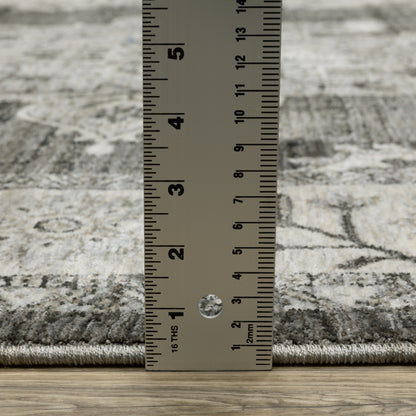 Chamberlain Medallion Grey/ Beige Distressed Cut Pile Rug