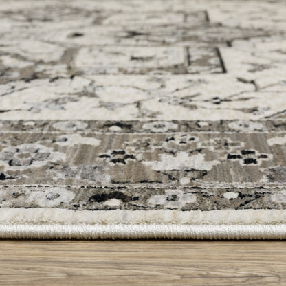 Chamberlain Medallion Ivory/ Grey Floral Cut Pile Rug