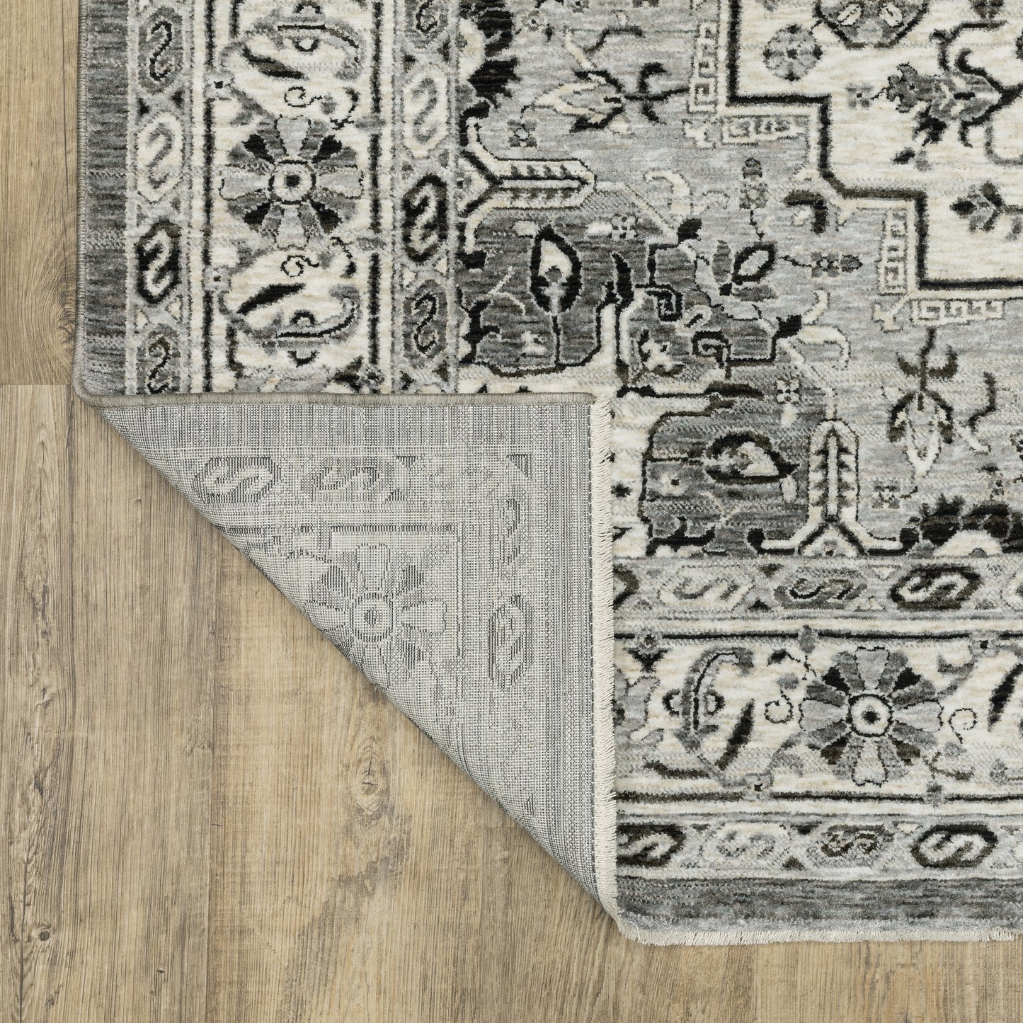 Chamberlain Medallion Grey/ Grey Floral Cut Pile Rug