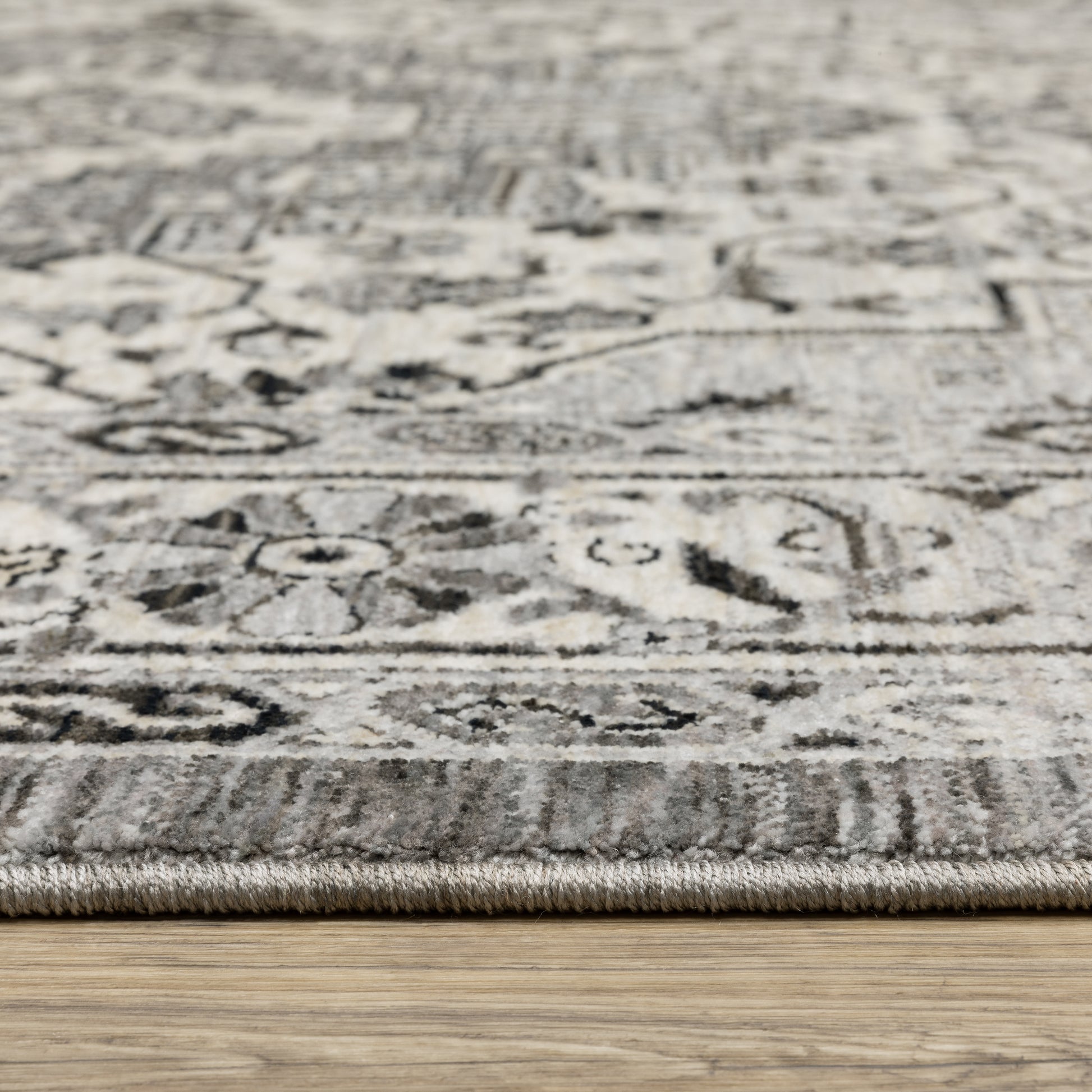Chamberlain Medallion Grey/ Grey Floral Cut Pile Rug