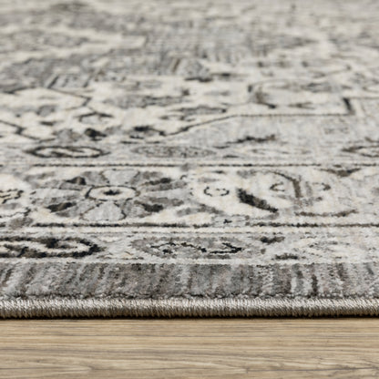 Chamberlain Medallion Grey/ Grey Floral Cut Pile Rug
