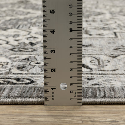 Chamberlain Medallion Grey/ Grey Floral Cut Pile Rug