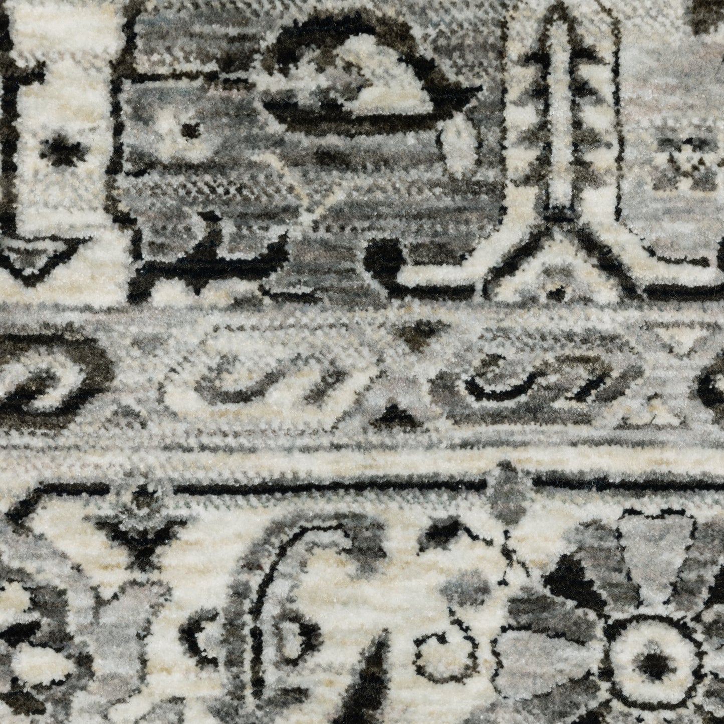 Chamberlain Medallion Grey/ Grey Floral Cut Pile Rug