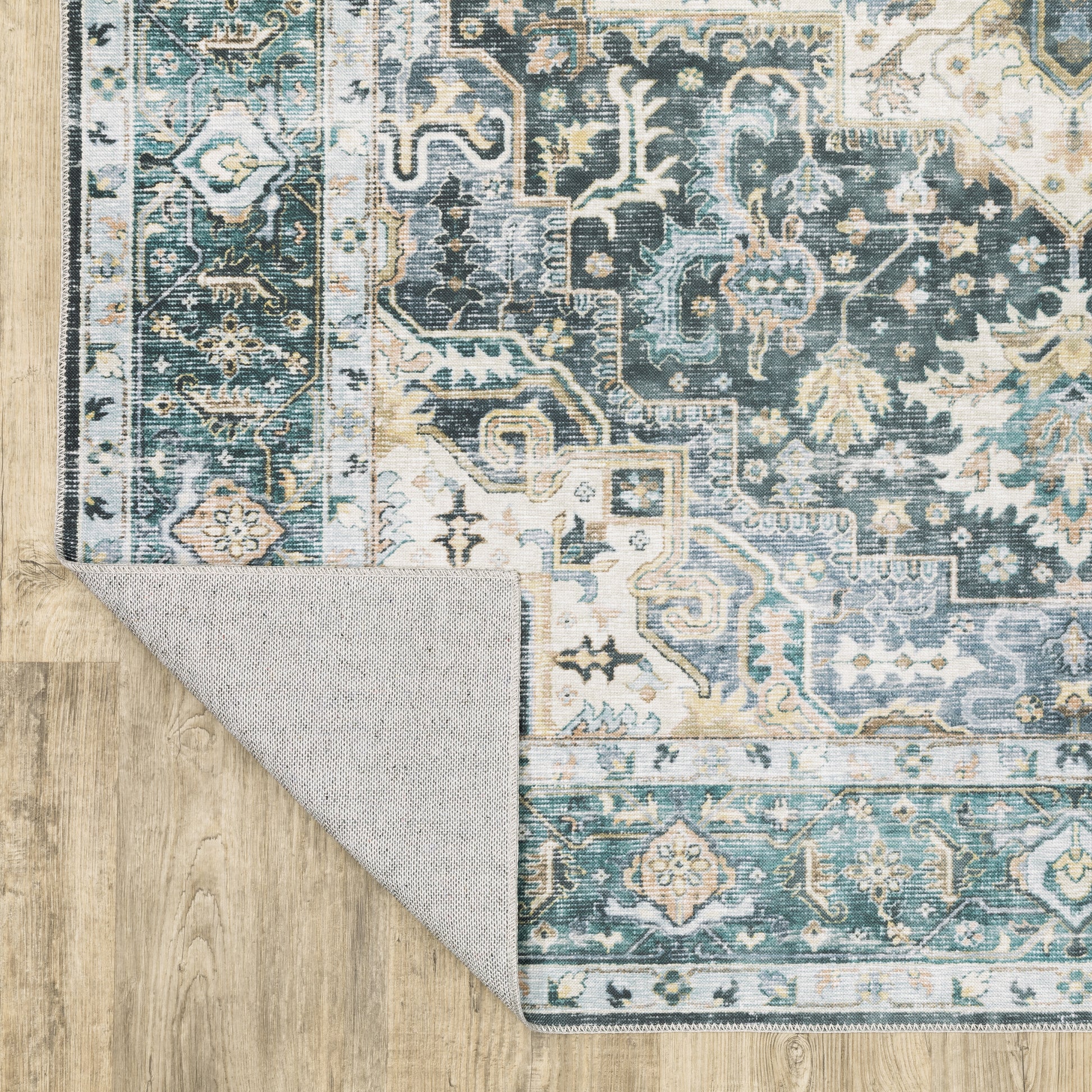 Charleston Distressed Blue/ Ivory Medallion Flat Weave Rug