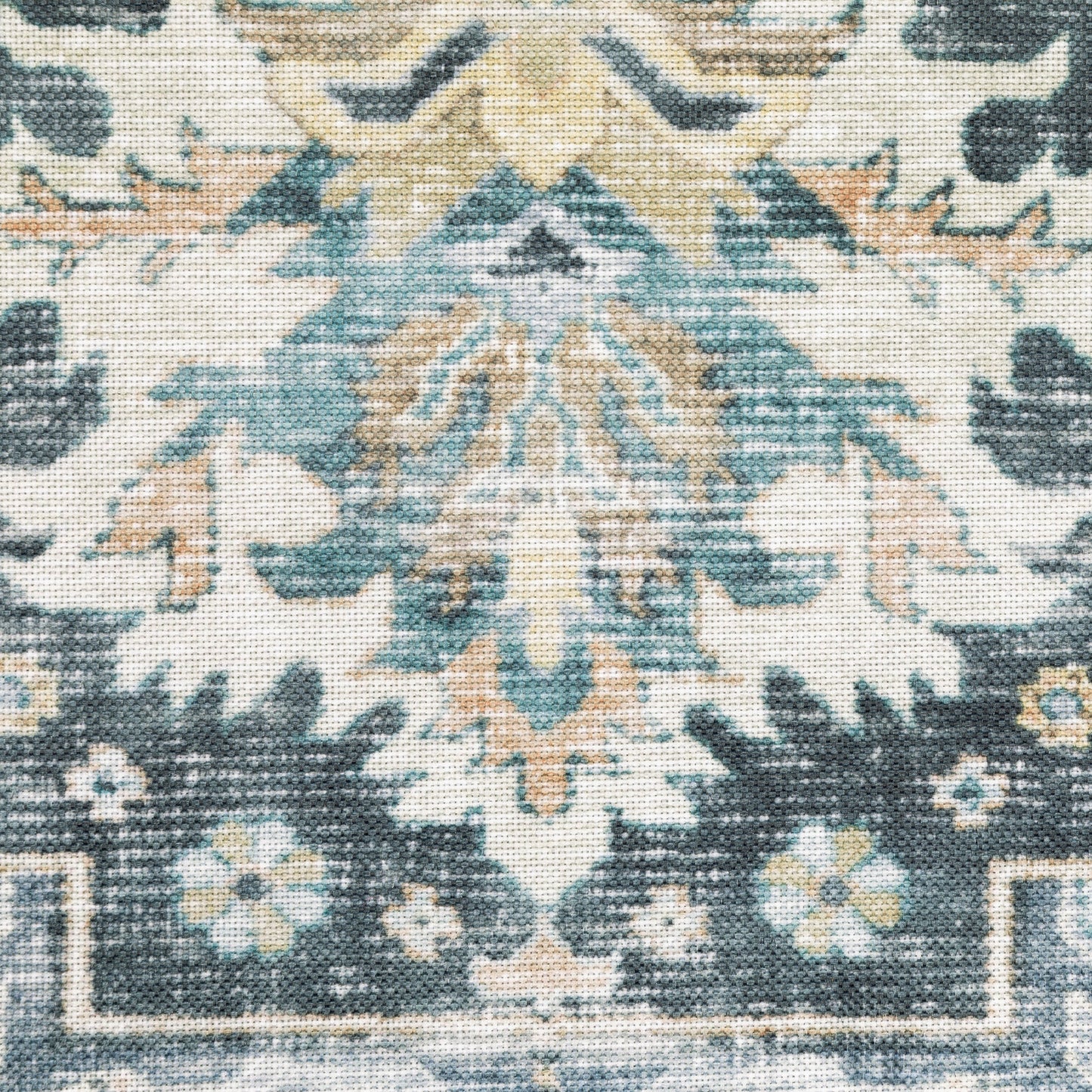 Charleston Distressed Blue/ Ivory Medallion Flat Weave Rug
