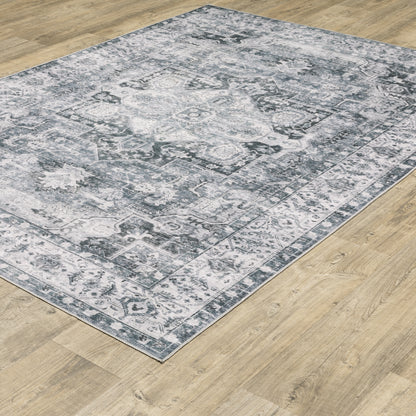Charleston Distressed Charcoal/ Ivory Medallion Flat Weave Rug
