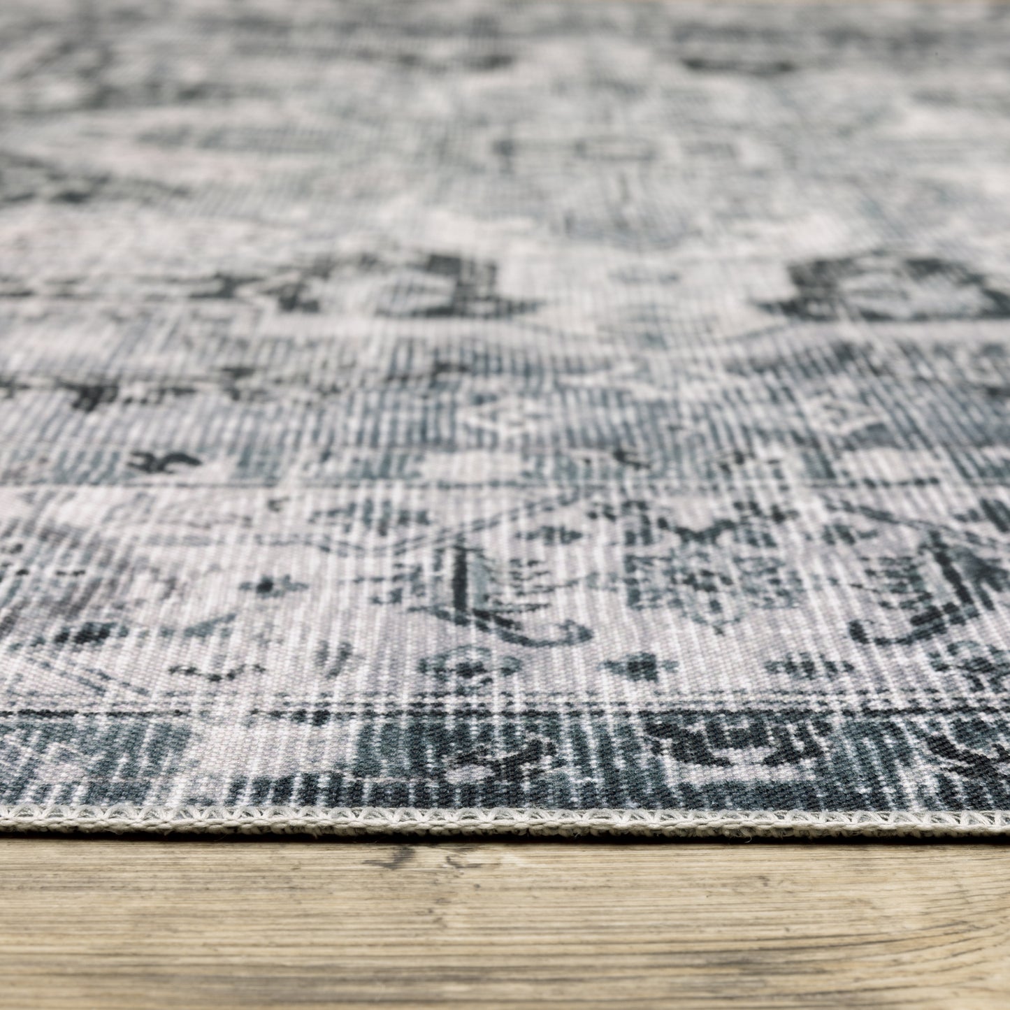 Charleston Distressed Charcoal/ Ivory Medallion Flat Weave Rug