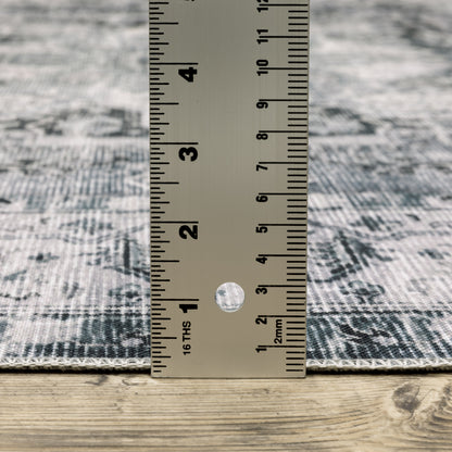 Charleston Distressed Charcoal/ Ivory Medallion Flat Weave Rug