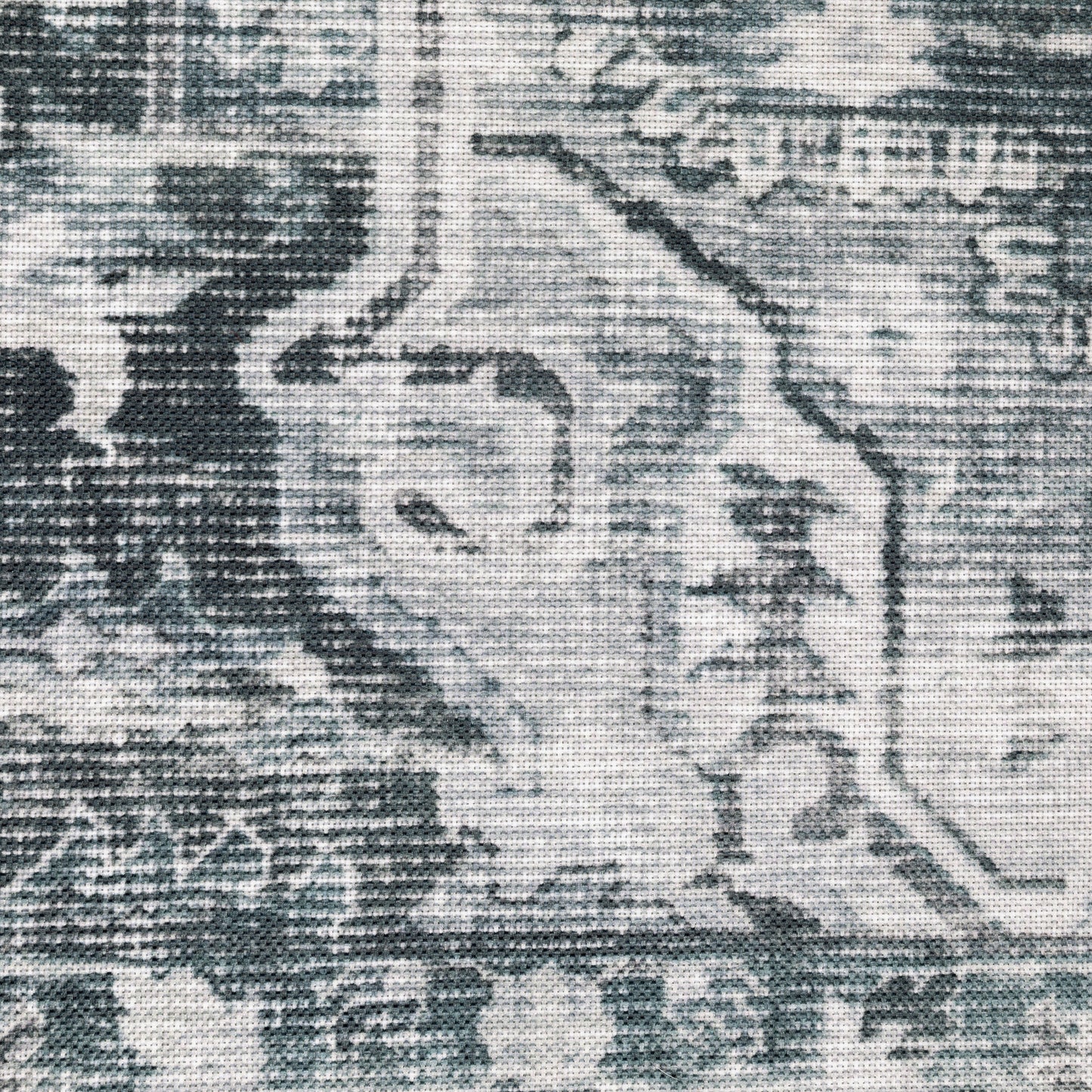 Charleston Distressed Charcoal/ Ivory Medallion Flat Weave Rug