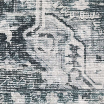 Charleston Distressed Charcoal/ Ivory Medallion Flat Weave Rug