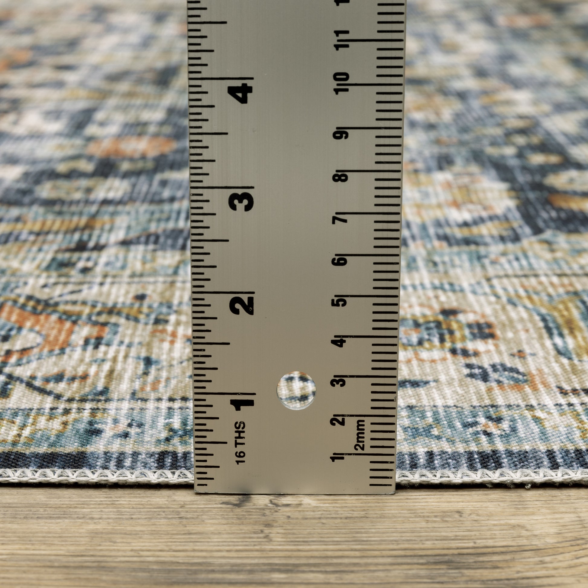 Charleston Distressed Blue/ Gold Oriental Flat Weave Rug