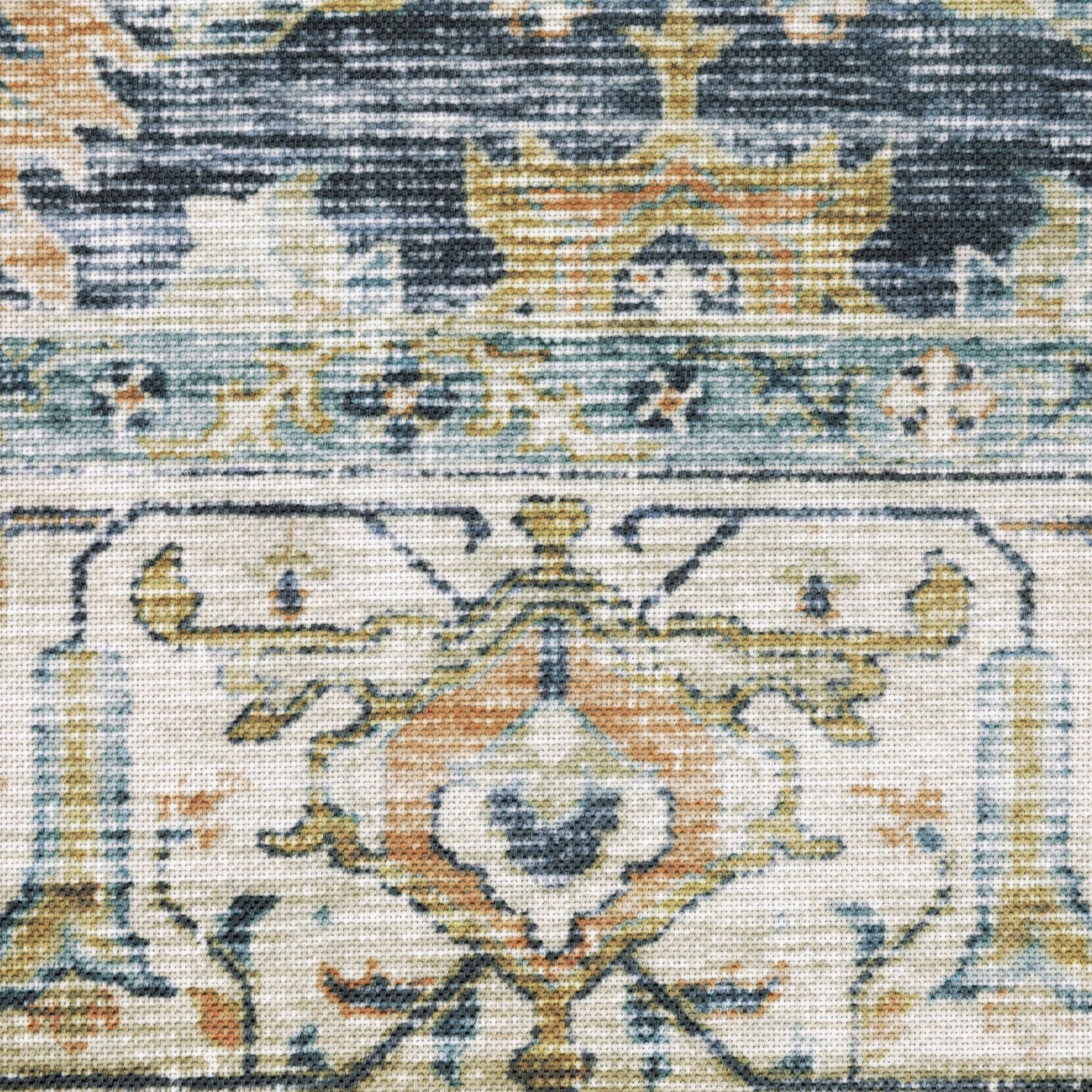 Charleston Distressed Blue/ Gold Oriental Flat Weave Rug