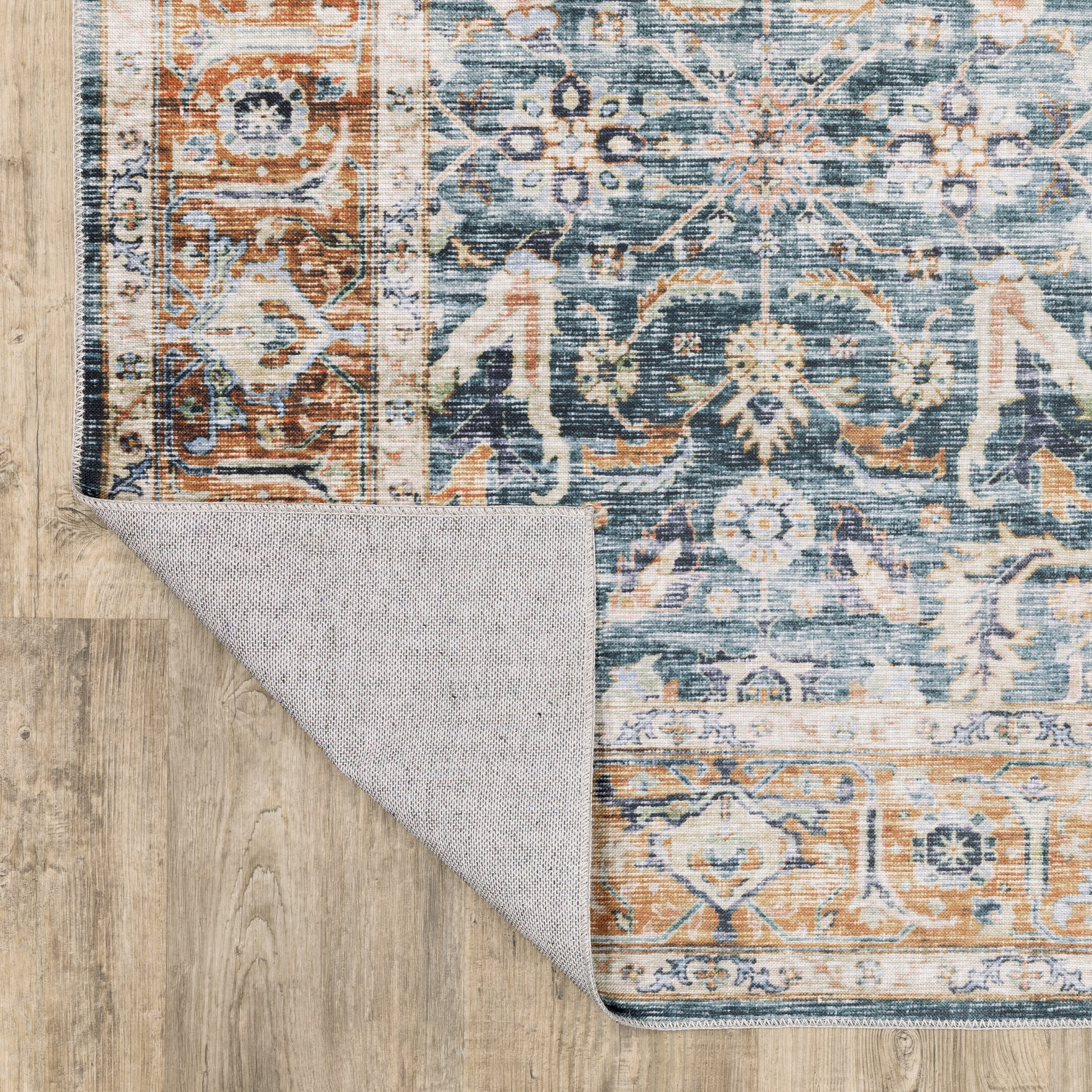 Charleston Distressed Blue/ Rust Oriental Flat Weave Rug