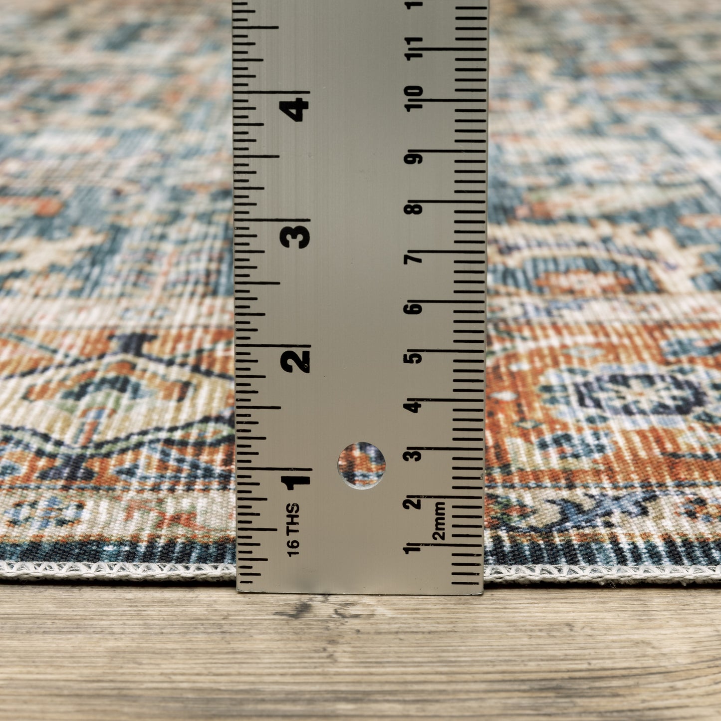 Charleston Distressed Blue/ Rust Oriental Flat Weave Rug