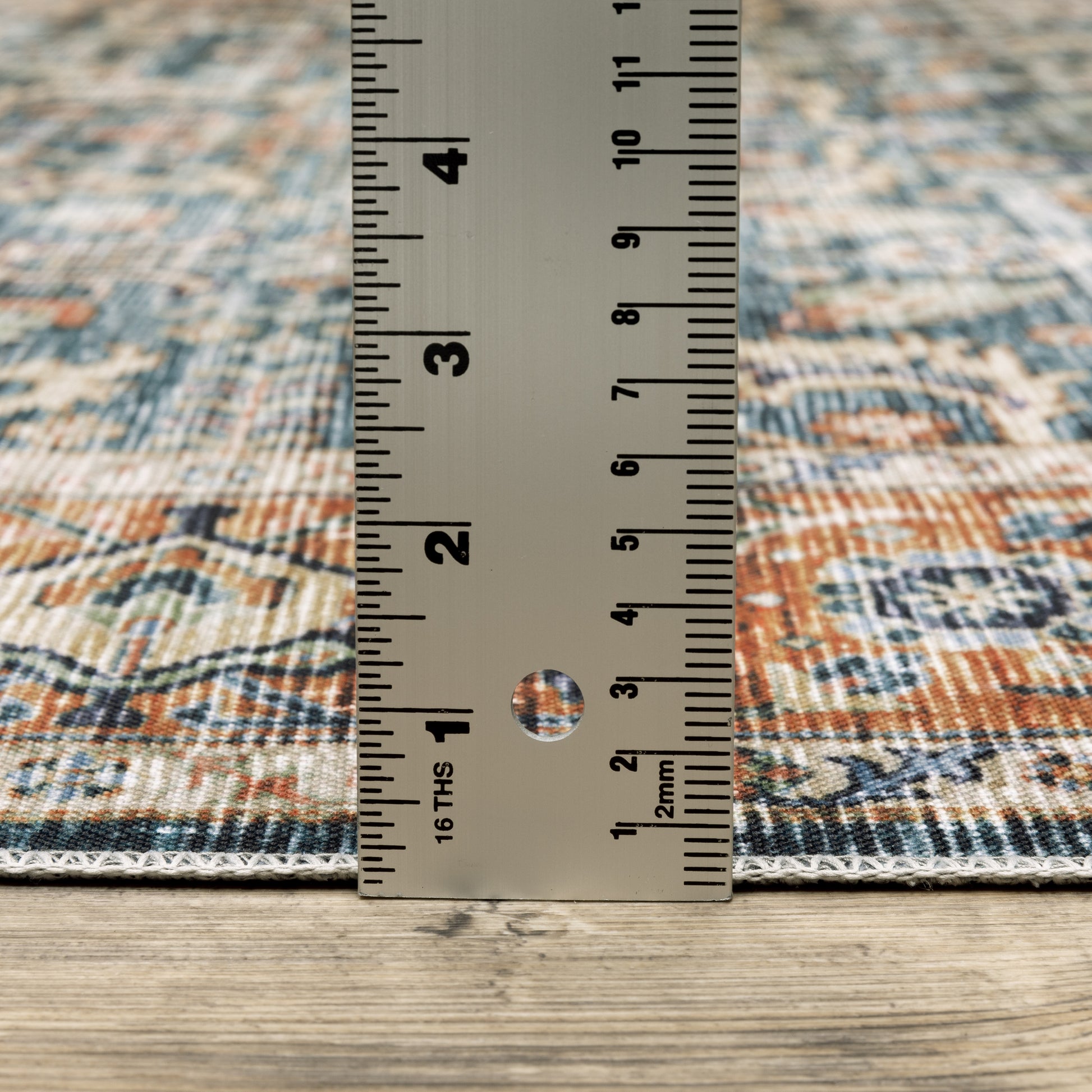 Charleston Distressed Blue/ Rust Oriental Flat Weave Rug