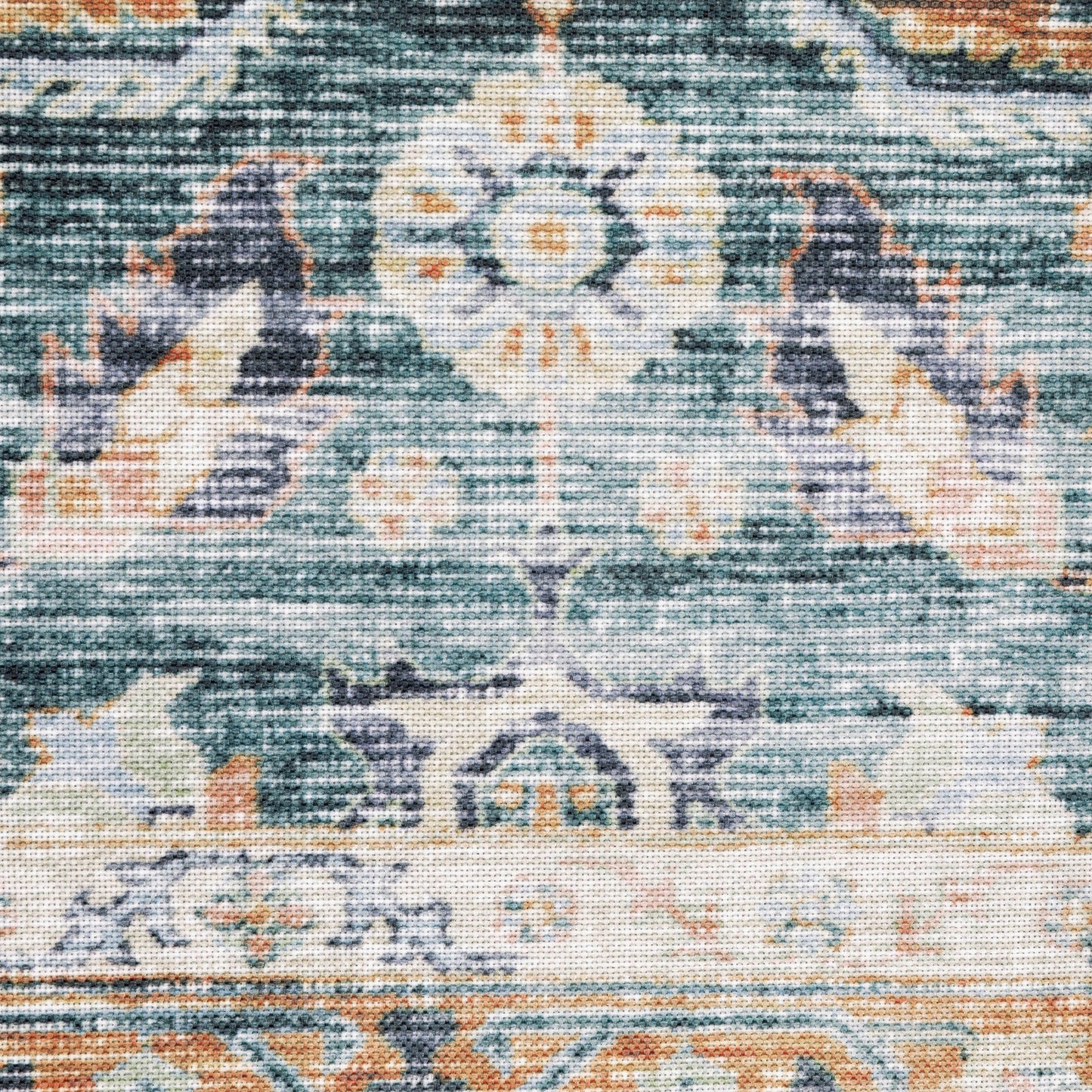 Charleston Distressed Blue/ Rust Oriental Flat Weave Rug