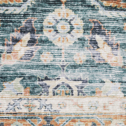 Charleston Distressed Blue/ Rust Oriental Flat Weave Rug