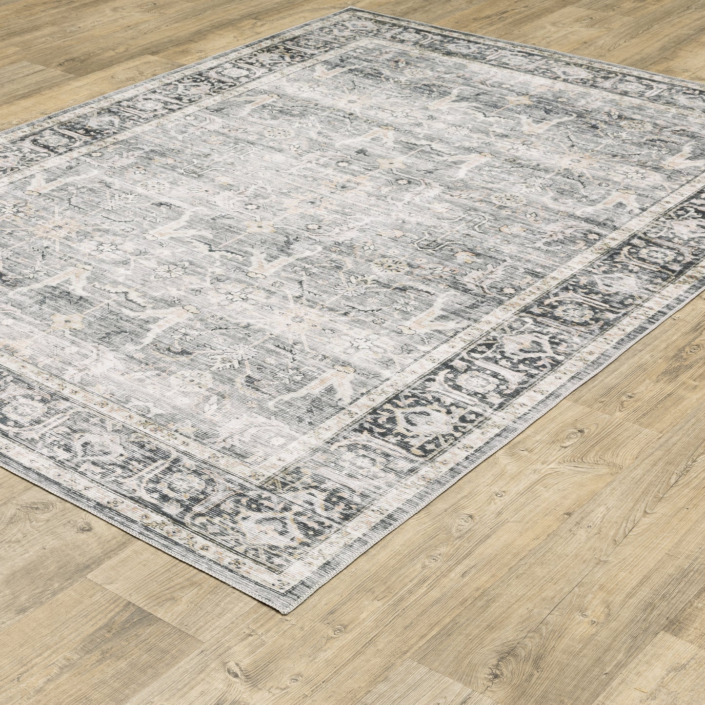 Charleston Distressed Charcoal/ Grey Oriental Flat Weave Rug