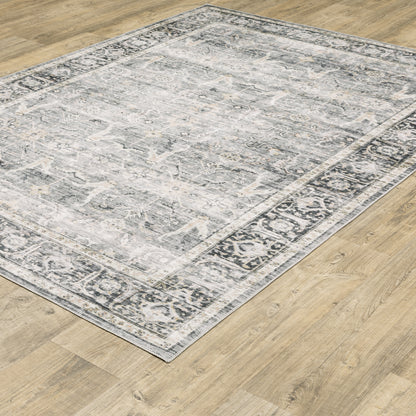 Charleston Distressed Charcoal/ Grey Oriental Flat Weave Rug