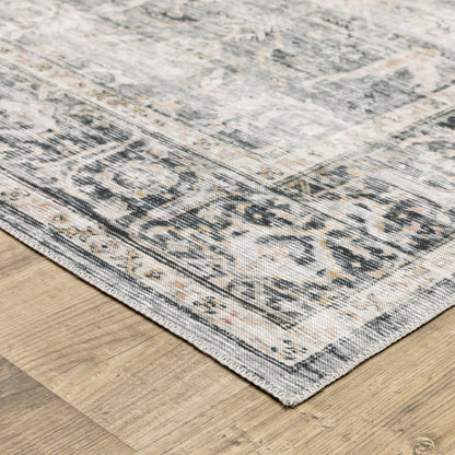 Charleston Distressed Charcoal/ Grey Oriental Flat Weave Rug