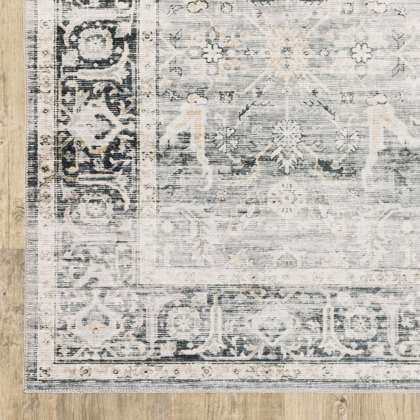 Charleston Distressed Charcoal/ Grey Oriental Flat Weave Rug