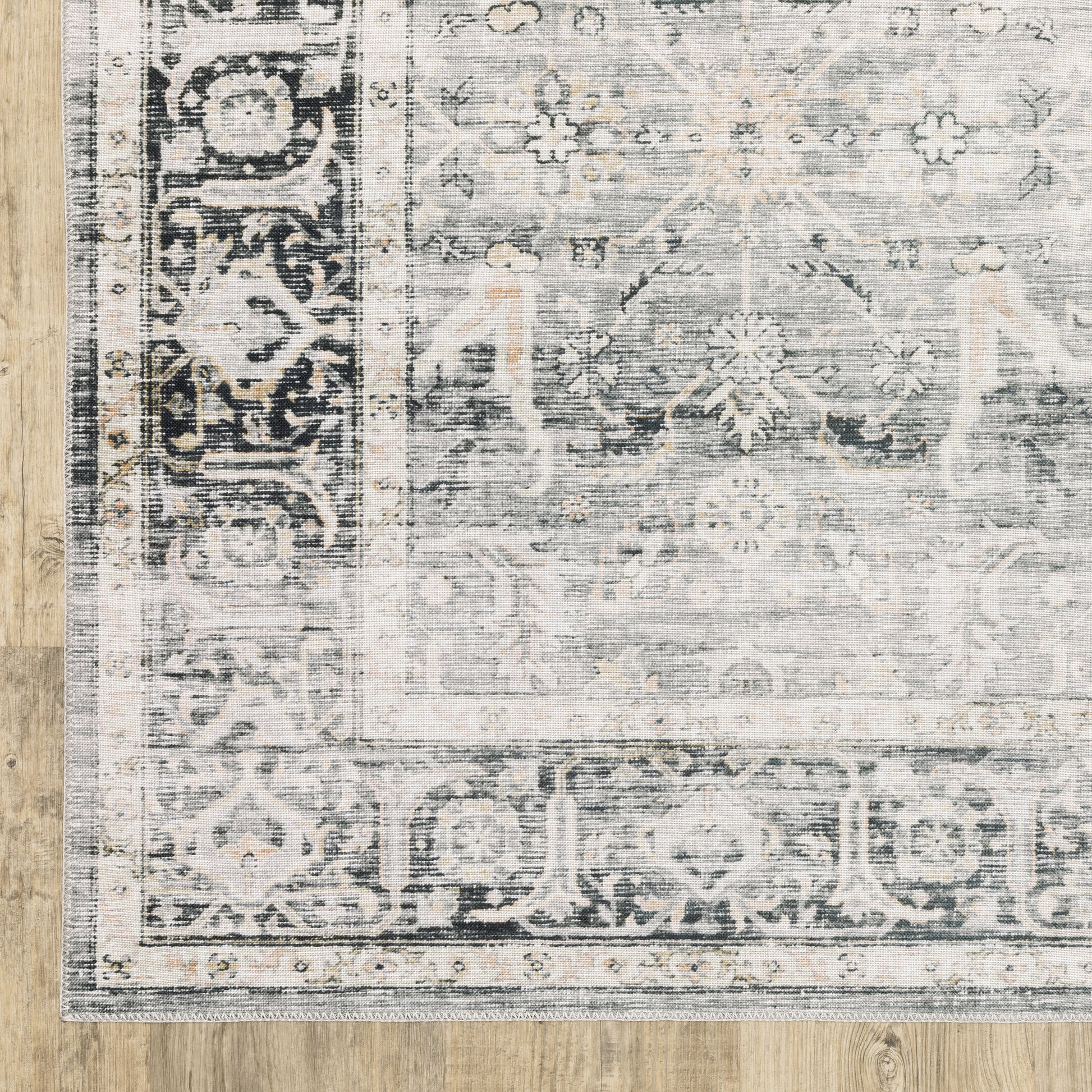 Charleston Distressed Charcoal/ Grey Oriental Flat Weave Rug
