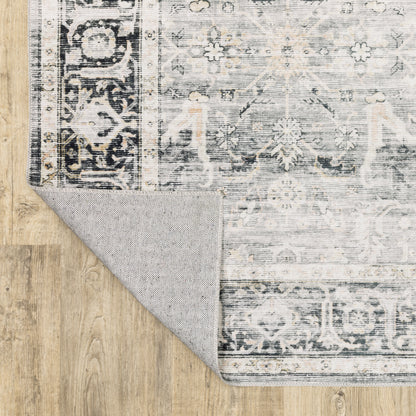 Charleston Distressed Charcoal/ Grey Oriental Flat Weave Rug